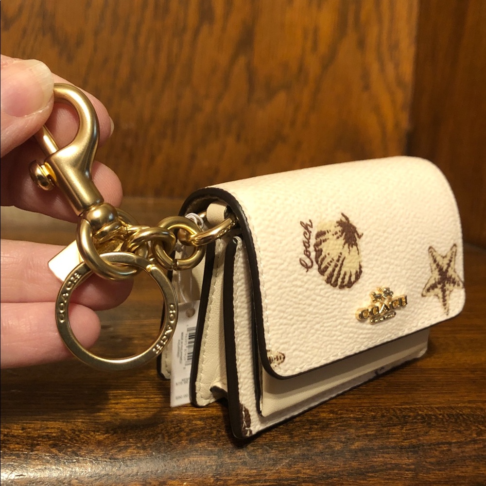 NWT-Coach-Mini Klare-Bag Charm/Keychain-Seashell 🐚 Print-Creamy White/Brown-$75 - Picture 3 of 13